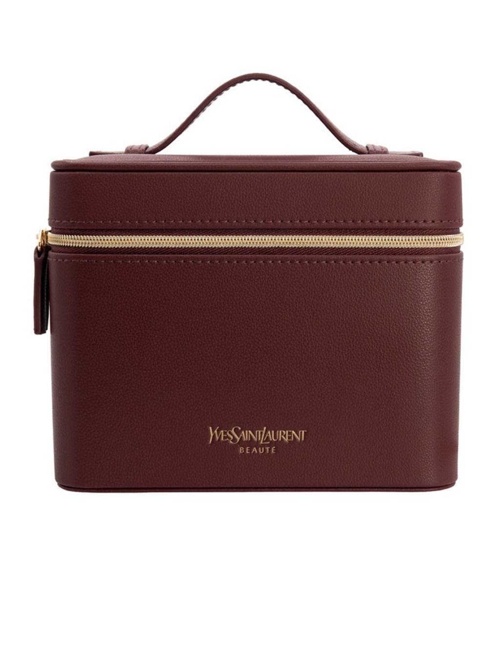 Yves Saint Laurent Burgundy Leather Vanity Case with Gold Hardware